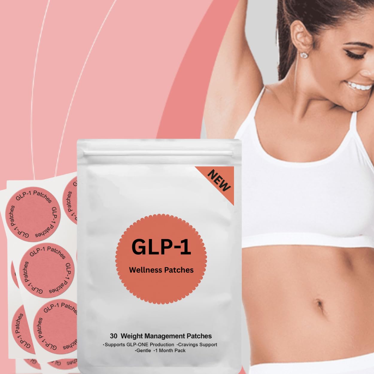 KoovDem GLP-1 Patches, 30 Count Natural Ingredients Cosmetic Patch
